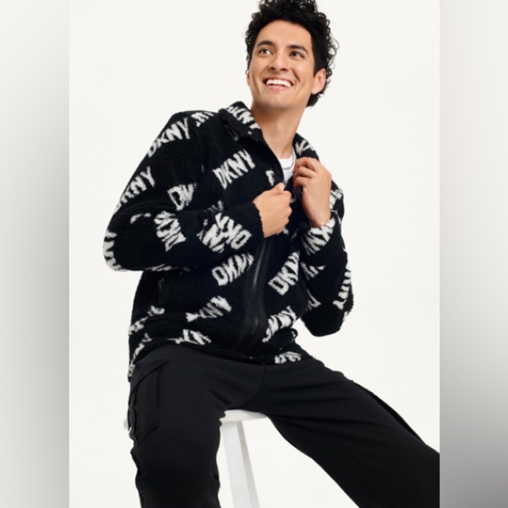 DKNY: All Over Logo Sherpa Jacket